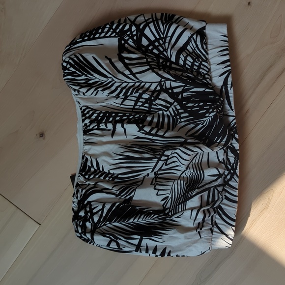 Express Tube Top Palm Leaf Print Cream/Black - Picture 2 of 2